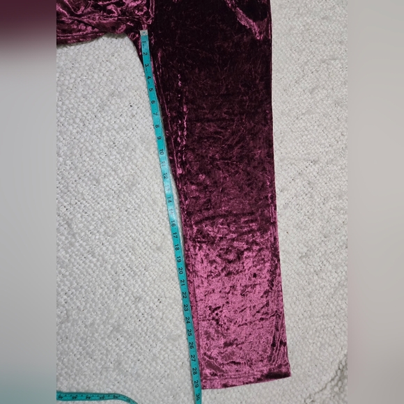 Rachel Zoe Crushed Velvet Lounge Pajama Pants Magenta Plum Medium - Picture 12 of 14